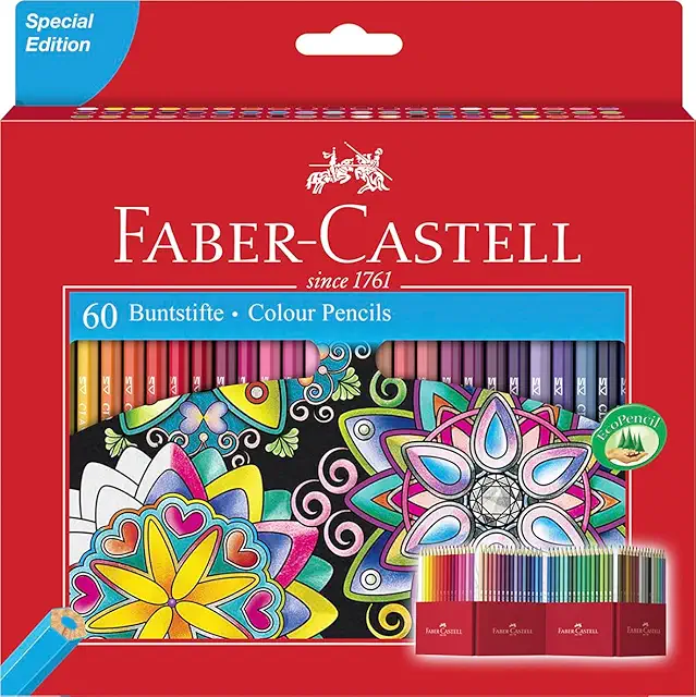 Castle 111260 Colouring Pencils Set, 60 Pieces, Hexagonal, Shatterproof, for Children and Ad