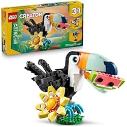 LEGO Creator 3 in 1 Wild Animals: Tropical Toucan Building Toy for Kids- Jungle Building Blocks & Learning Toy for Girls & Boys, Ages 7+ - Build 3 Animal Toys in 1 Set